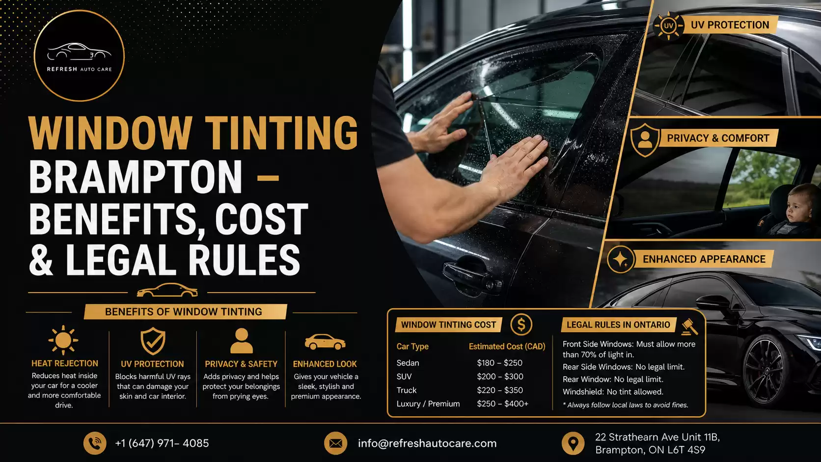 Window Tinting Brampton – Benefits, Cost & Legal Rules